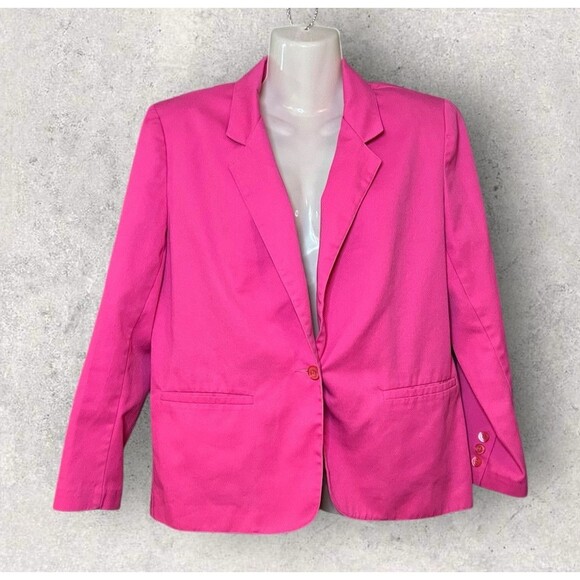Vintage Majestic Specialties Women's Size 8 Linen Blend One Button Blazer Pink - Picture 1 of 5
